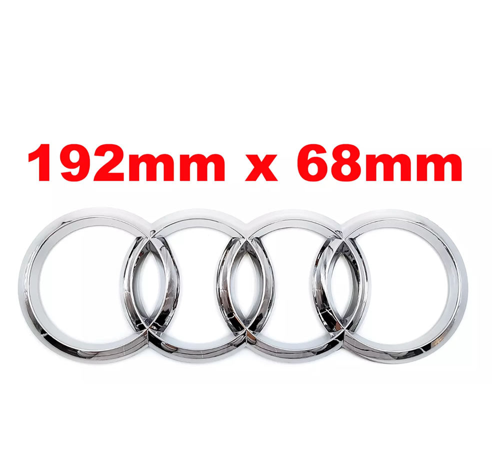 Fits Audi Chrome Silver Rings Rear Boot Badge Emblem A3 A4 A5 A6 TT Sline 192mm